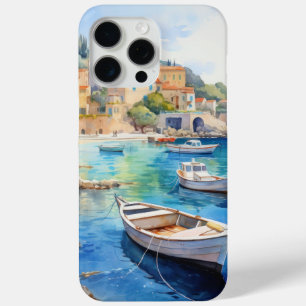 Mediterranean Coastal Village with Boats – Seaside iPhone 15 Pro Max Case