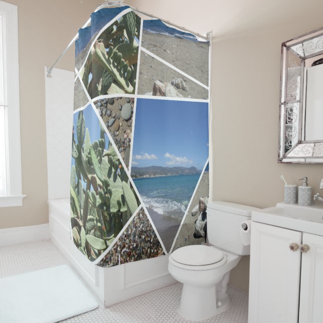 Mediterranean Collage Design Shower Curtain (In Situ)