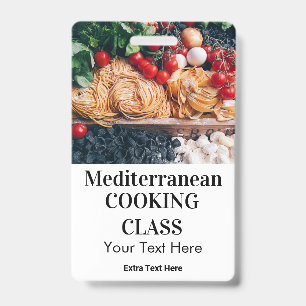 Mediterranean Cooking Class Lessons Photo & Logo  ID Badge