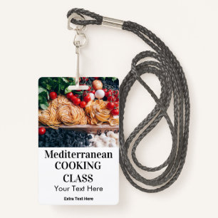 Mediterranean Cooking Class Lessons Photo & Logo  ID Badge