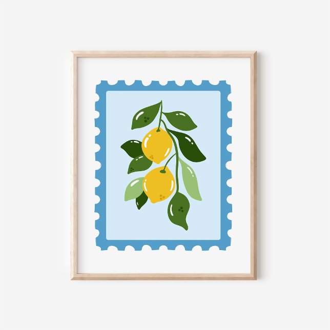 Mediterranean Coquette Lemon Postage Stamp Art Poster (Creator Uploaded)