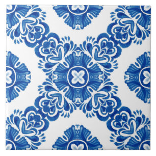 Mediterranean Decorative Blue and White Pattern Ceramic Tile