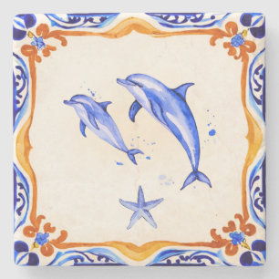 Mediterranean Dolphins Stone Coaster