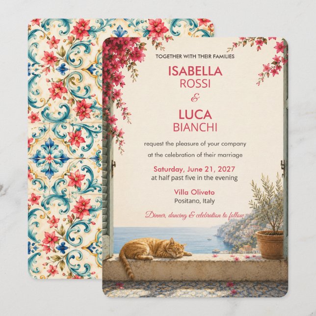 Mediterranean Escape Wedding Invitation | Riviera  (Front/Back)