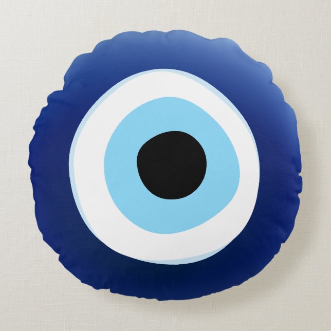 Mediterranean Evil Eye Protection Round Cushion (Front)