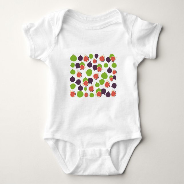 Mediterranean Fig Summer Fruit Pattern Baby Bodysuit (Front)