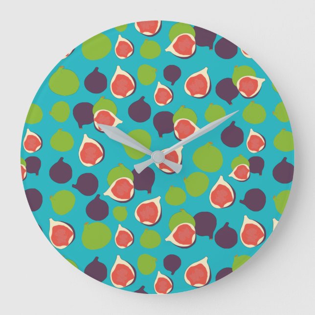 Mediterranean Fig Summer Fruit Pattern    Large Clock (Front)
