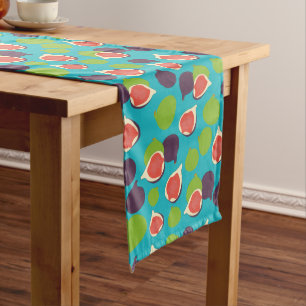 Mediterranean Fig Summer Fruit Pattern Long Table Runner