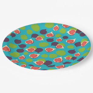 Mediterranean Fig Summer Fruit Pattern Paper Plate