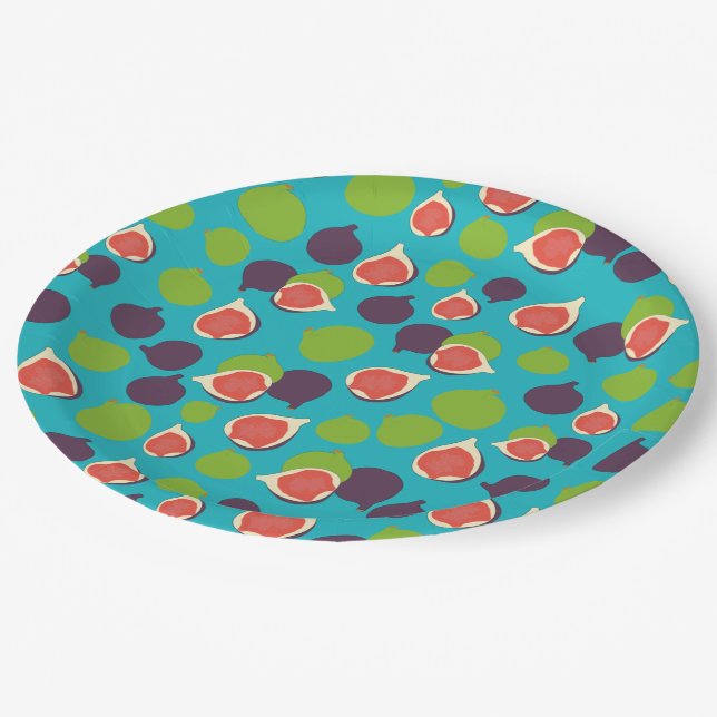 Mediterranean Fig Summer Fruit Pattern Paper Plate (Angled)