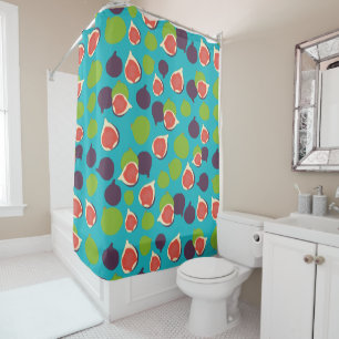 Mediterranean Fig Summer Fruit Pattern Shower Curtain