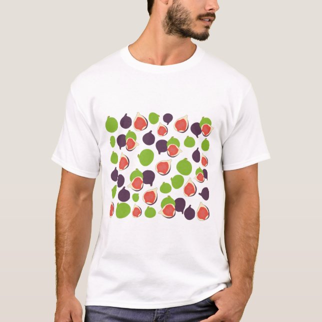 Mediterranean Fig Summer Fruit Pattern T-Shirt (Front)