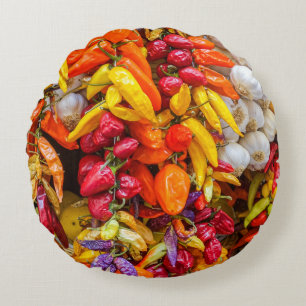 Mediterranean flavours round cushion