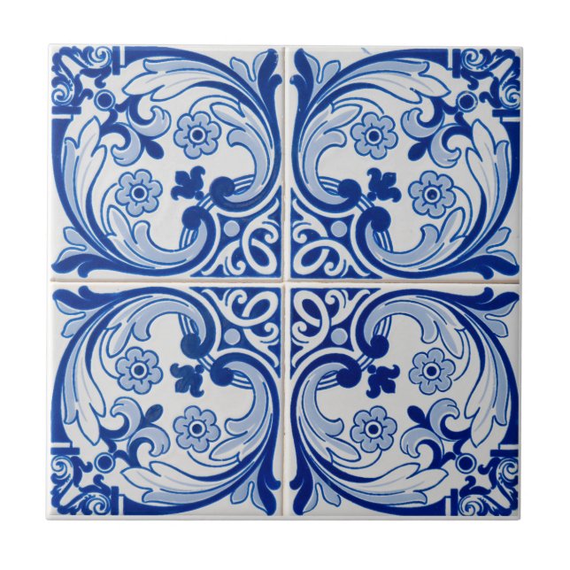 Mediterranean Floral  Ceramic Tile (Front)