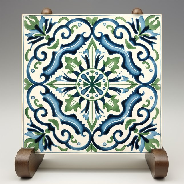 Mediterranean Floral Elegance Ceramic Print Tile (Creator Uploaded)