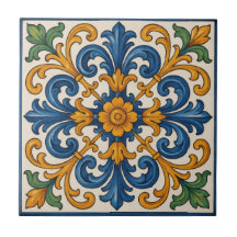 Mediterranean Floral Hand-Painted Style