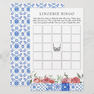 Mediterranean Floral Pink Game Lingerie Bingo Stationery