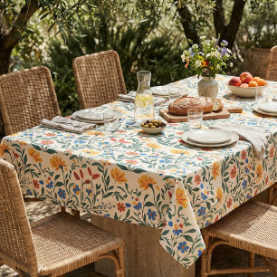 Mediterranean Floral Seamless Pattern Tablecloth