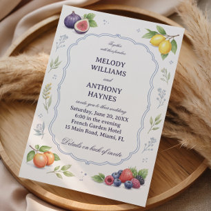 Mediterranean Fruit Floral Elegant Wedding Invitation