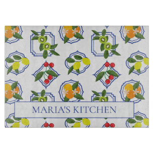 Mediterranean Fruit Pattern Kitchen Cutting Board