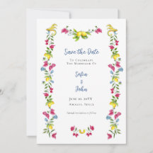 Mediterranean  Garden Floral Save the Date
