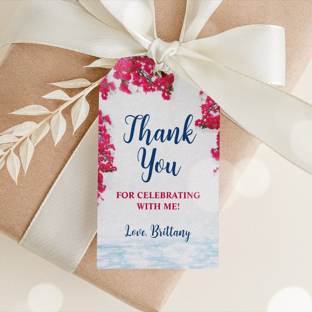 Mediterranean Greece Floral Favour Tag (Mediterranean Greece Favor Tag)