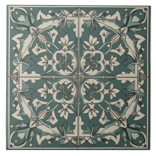 Mediterranean Green & Grey Seamless Ceramic Tile