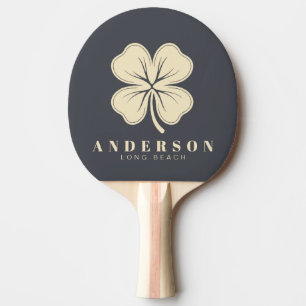 Mediterranean Grey Four Leaf Clover with Name Ping Pong Paddle