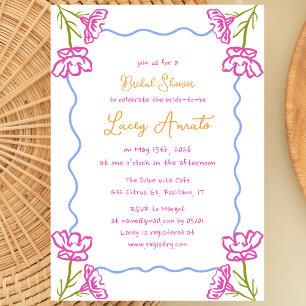 Mediterranean Hand Drawn Whimsical Bridal Shower Invitation