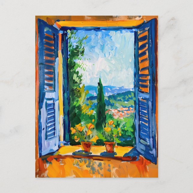 Mediterranean Hillside View Through Open Door Postcard (Front)