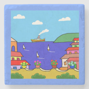 Mediterranean Holiday Stone Coaster