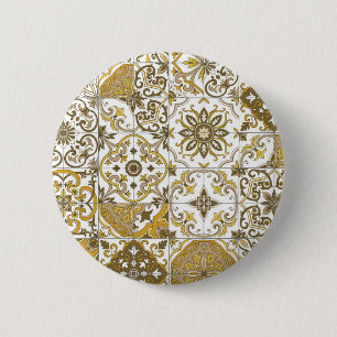 Mediterranean hues/ Azulejo tiles 6 Cm Round Badge