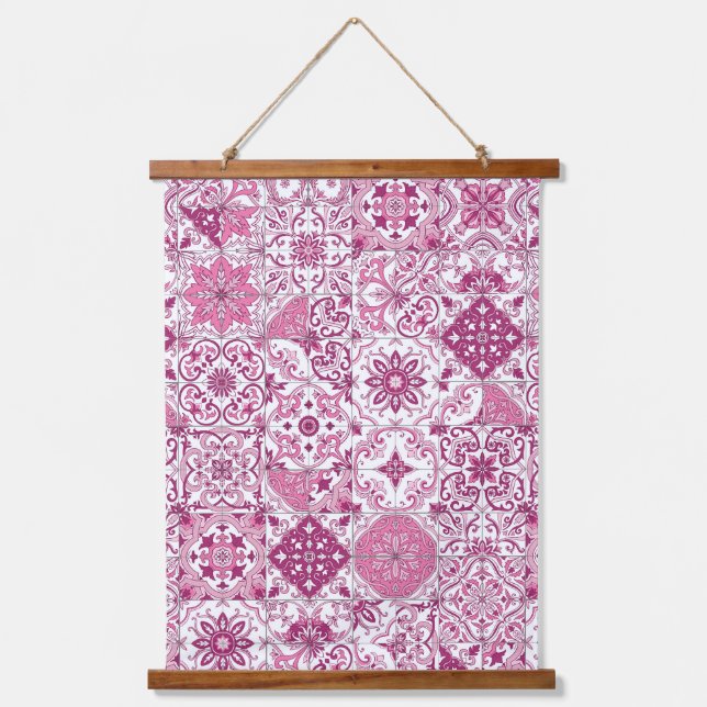 Mediterranean hues/ Azulejo tiles Hanging Tapestry (Front)