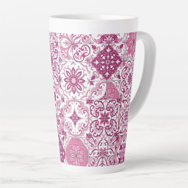 Mediterranean hues/ Azulejo tiles Latte Mug (Right Angle)