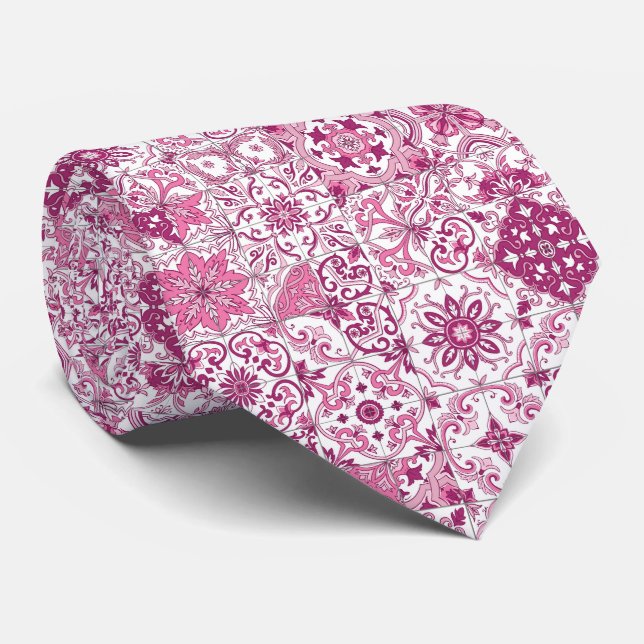 Mediterranean hues/ Azulejo tiles Tie (Rolled)