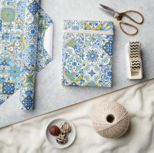 Mediterranean hues/ Azulejo tiles Wrapping Paper