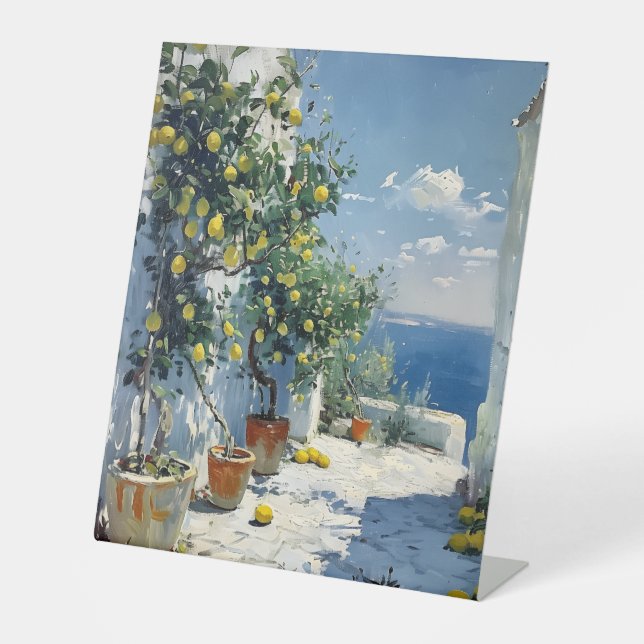 Mediterranean Impressionism with Lemons Pedestal Sign (Front)