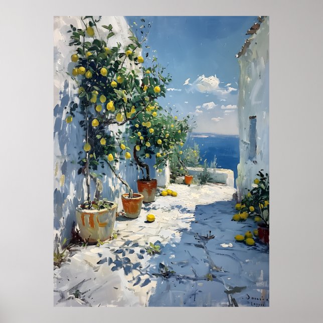 Mediterranean Impressionism with Lemons Poster (Front)