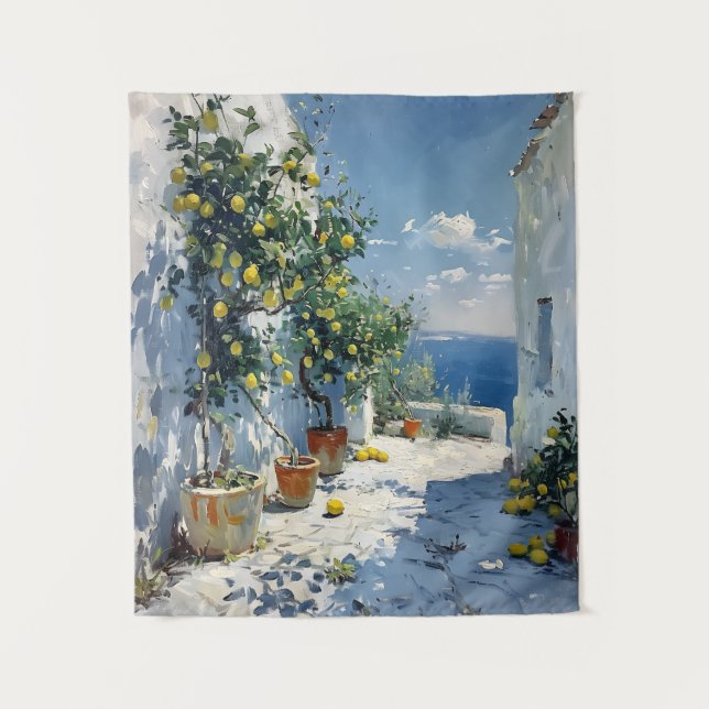 Mediterranean Impressionism with Lemons Tapestry (Front)