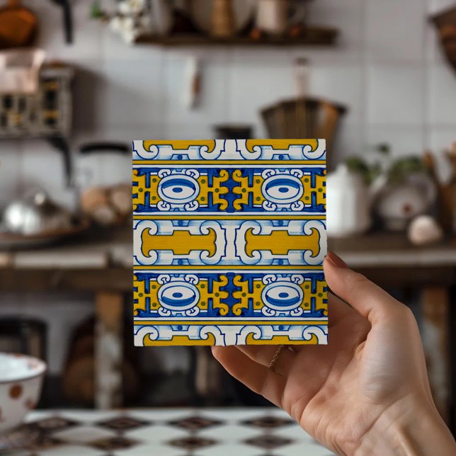 Mediterranean Inspired Gift Traditional Azulejo Ceramic Tile (Bring the timeless beauty of Portugal's iconic azulejo tiles into your home!)