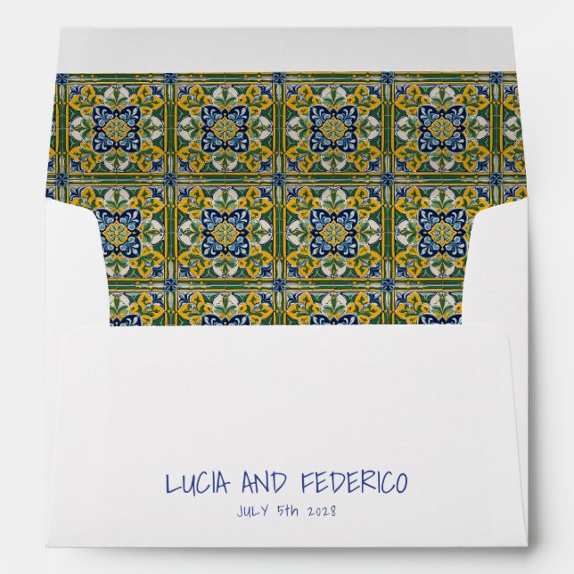Mediterranean Italian Blue Green Tile Envelope (Back (Bottom))