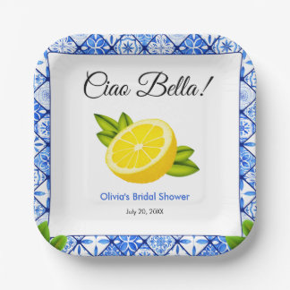 Mediterranean Italian Ciao Bella Bridal Shower Paper Plate