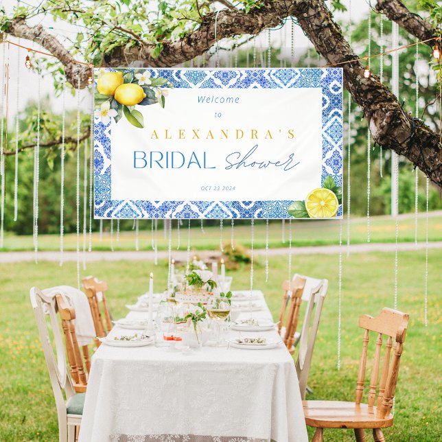 Mediterranean Italian Lemon Bridal Shower Banner (Mediterranean Italian Lemon Bridal Shower Banner)