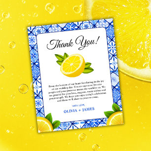 Mediterranean Italian Lemon Wedding Thank You Card