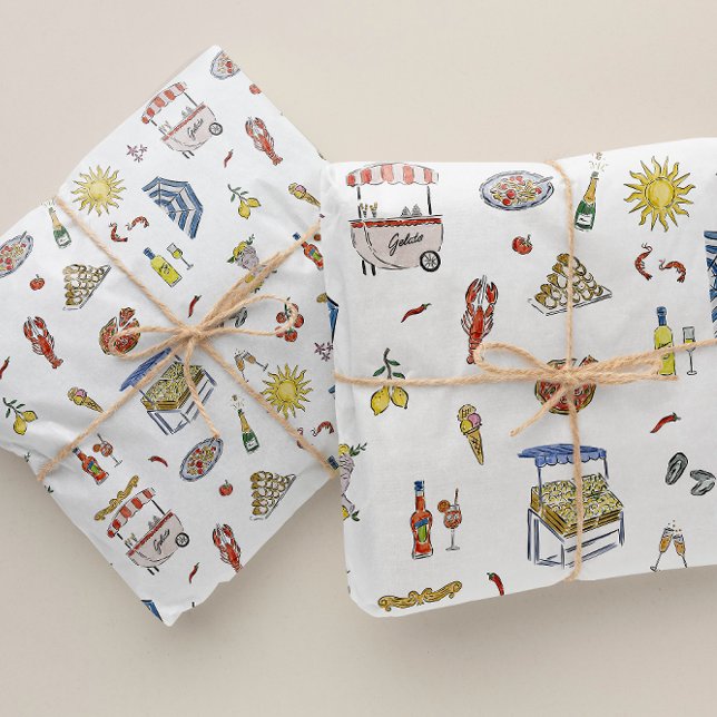 Mediterranean Italian Summer Doodle Tissue Paper (Creator Uploaded)