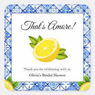Mediterranean Italian That's Amore Bridal Shower  Square Sticker