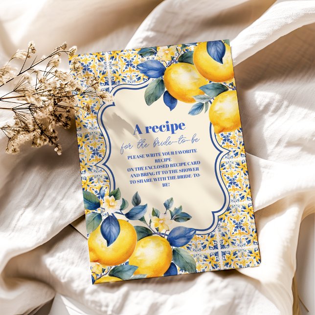 Mediterranean Italian Tile & Lemon Bridal Shower Enclosure Card (Creator Uploaded)