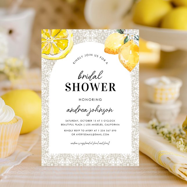 Mediterranean Italian Tile & Lemon Bridal Shower Invitation (Creator Uploaded)