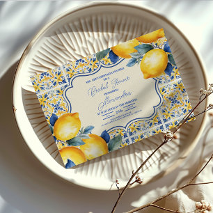 Mediterranean Italian Tile & Lemon Bridal Shower Invitation