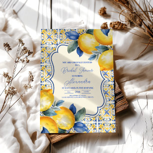 Mediterranean Italian Tile & Lemon Bridal Shower Invitation